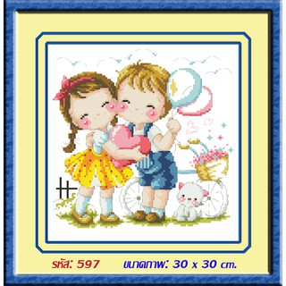 ไอแอมครอสติช iamcrossstitch DIY รหัส L-597 30x30 cm. ชุดอุปกรณ์งานฝีมือปักครอสติชครบชุด