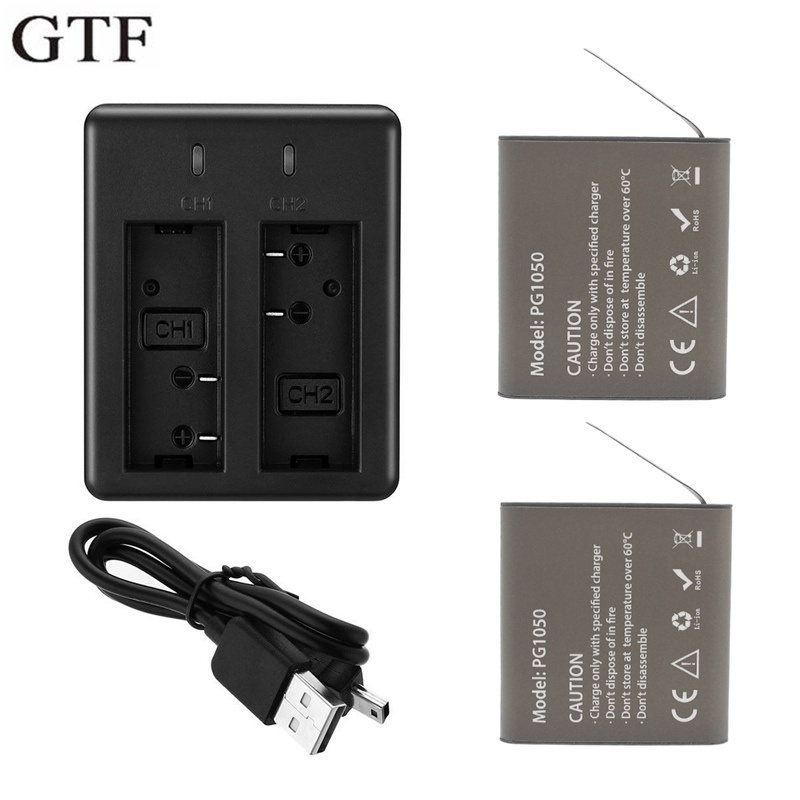 GTF 2PCS 3.7V 1050MAh แบตเตอรี่กล้องสำหรับ EKEN H9 H9R H3 H3R H8PRO H8R H8R Pro SJ4000 SJ5000แบตเตอร