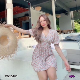 TW15461 สอบถามสต้อกก่อนโอนค่า เดรสสั้นลายดอกไม้สีขาว