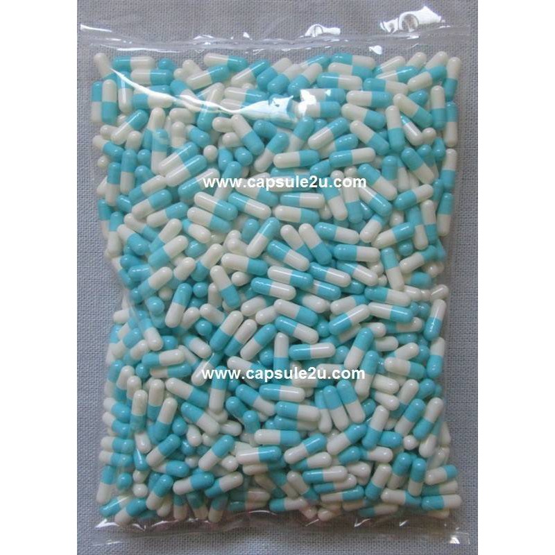 Capsule แคปซูลเปล่า เบอร์3 สีขาว-ฟ้า แพ็คละ 1,000 แคปซูล/เม็ด พร้อมส่งจากไทย