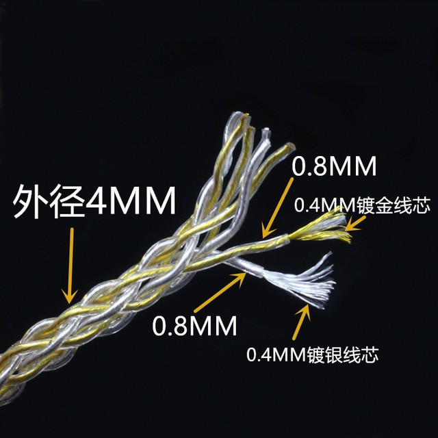 8 เส้น สีเงิน-ทอง Single Crystal Copper 52 Cores