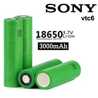 ถ่านชาร์จ Sony vtc6 18650 3.7v 3000mAh Li-ion แบบหัวแบน