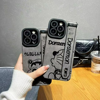 เคสโทรศัพท์มือถือหนังนิ่ม ลายการ์ตูนชินจัง พร้อมสายรัดข้อมือ สําหรับ iPhone14 13 12 11 Pro MAX