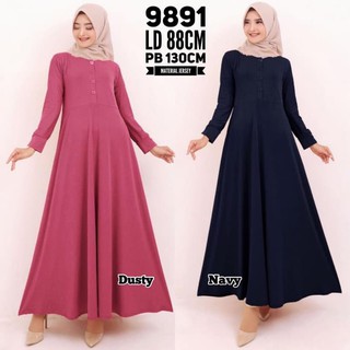 Hitjab - Gamis Jersey วาล์วปุ่มธรรมดา M-XXL 9891-9892