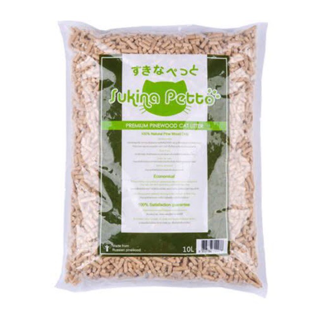 ขี้เลื่อยอัดเม็ด ไม้สน Sukina Petto Pinewood (10 ลิตร/ถุง) - รองกรง กระบะทราย ดูดซับกลิ่น ไม้สนธรรมชาติ
