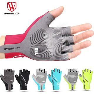 Wheel Up Bike ถุงมือปั่นจักรยานเจลครึ่งนิ้วสวมนิ้วสั้นถุงมือกีฬา MTB Road Bike Gloves