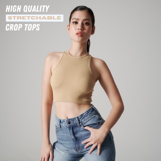 Ultra-Stretch Crop-Top (เสื้อครอปผ้ายืด) - Beige (READY-TO-SHIP)