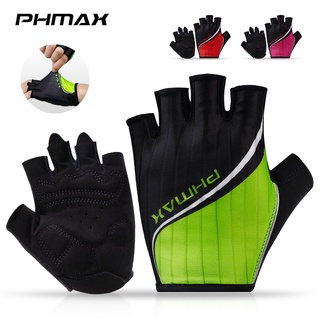 Phmax ถุงมือขี่จักรยาน ระบายอากาศ จักรยานเสือภูเขา ถุงมือครึ่งนิ้ว ถุงมือจักรยาน