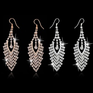 เครื่องประดับแฟชั่นสตรีต่างหูระย้ายาว rhinestone tassels