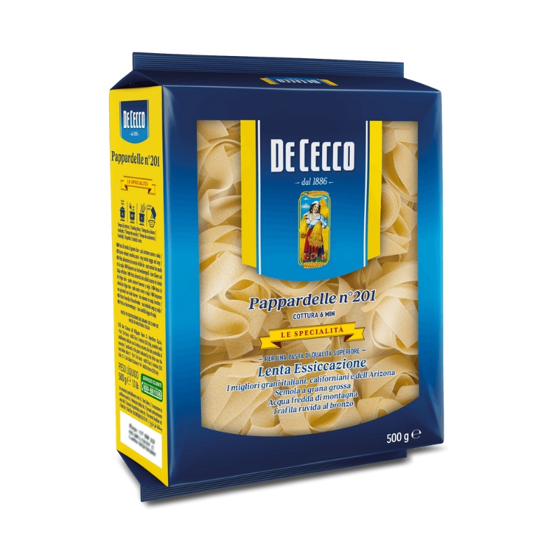 เด เชกโก พัพพาร์เดลล์ พาสต้า เบอร์ 201 จากอิตาลี 500 กรัม- De Cecco Pappardelle nadi semola no.201 Pasta from Italy 500g