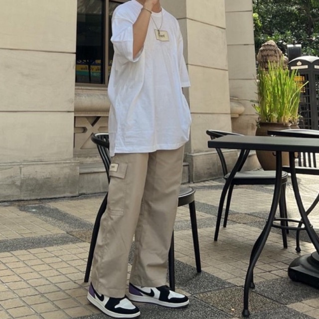 fitment กางเกงแคมป์ปิ้ง สีกากี