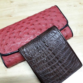 ostrich long wallet+crocodile wallet pack 2 pcs