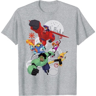 เสื้อยืดผ้าฝ้ายพรีเมี่ยม เสื้อยืด พิมพ์ลายกราฟฟิค Disney Big Hero 6 TV Series Robo Team