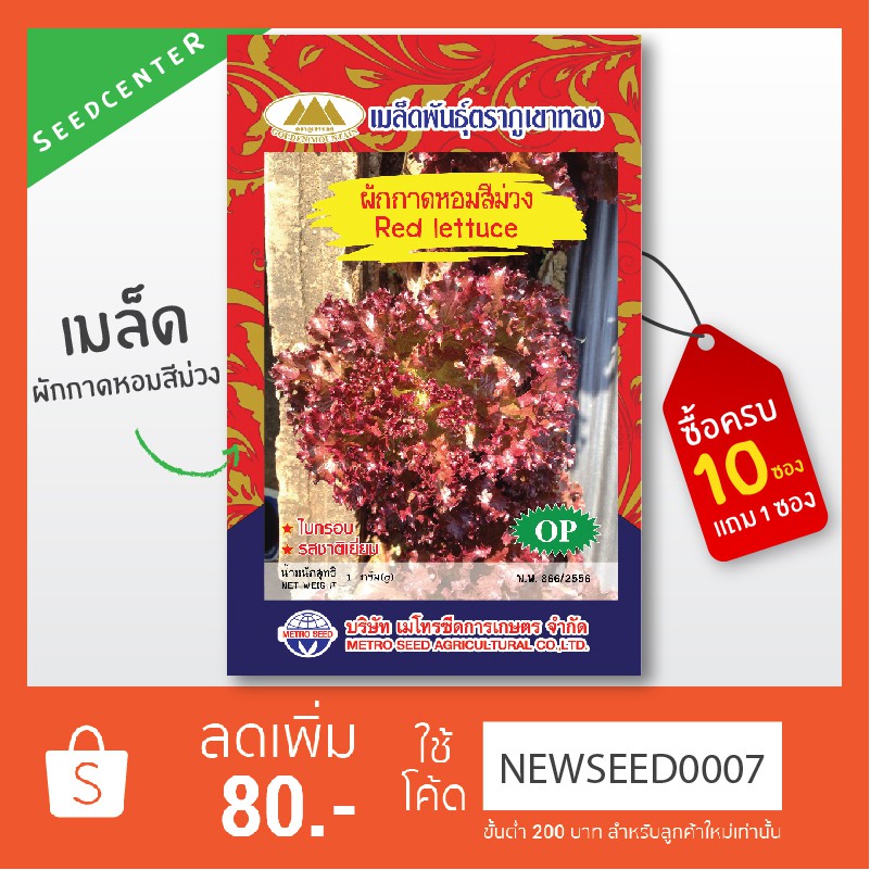 เมล็ดผักกาดหอมสีม่วง ขนาด 1 กรัม ภูเขาทอง