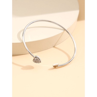 กำไลข้อมูลหัวใจ Rhinestone Heart Decor Cuff Bangle