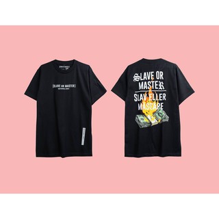 เสื้อยืดผ้าฝ้าย QWT30 SLAVE MASTER BLACK ดำ