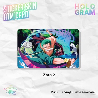 Zoro 2 - HOLOGRAM สติกเกอร์การ์ดผิว - Vinyl ATM Debit Credit Emoney Flazz Sticker One Piece Roronoa Zoro