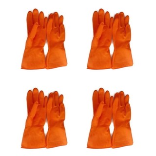 Eagle One Orange Rubber Gloves ถุงมือยาง Size L 4คุ่ (สีเหลือง)