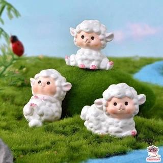 แกะน้อยร่าเริง [ เซต 6 ชิ้น ] ตุ๊กตาจิ๋ว โมเดลจิ๋ว แต่งสวน