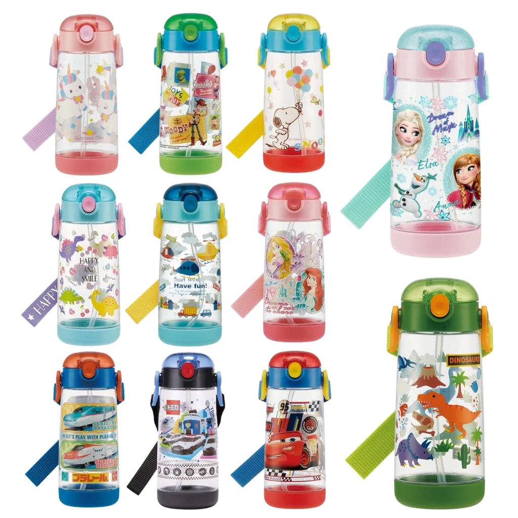 [เพิ่มลายใหม่ปี 2025] กระติกน้ำ หลอดดูด Skater จากญี่ปุ่น ลาย Frozen เจ้าหญิง Kitty Unicorn ไดโนเสาร์ PlaRail