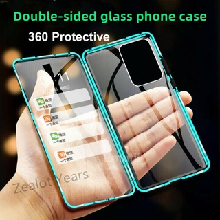 เคสโทรศัพท์มือถือแบบแก้ว แม่เหล็ก สองด้าน โลหะอลูมิเนียม 360 องศา สําหรับ Vivo V25 Pro 5G V25e 4G V25pro