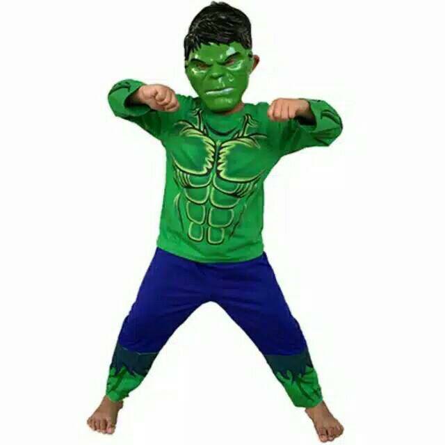HULK ชุดเด็ก Bonus MASK สําหรับเด็กอายุ 2-10 ปี