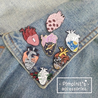 🇹🇭 พร้อมส่ง : ❤️🧡💛 เข็มกลัดเซ็ทหัวใจหลายสไตล์ | Heart Enamel Brooch Pin Set.