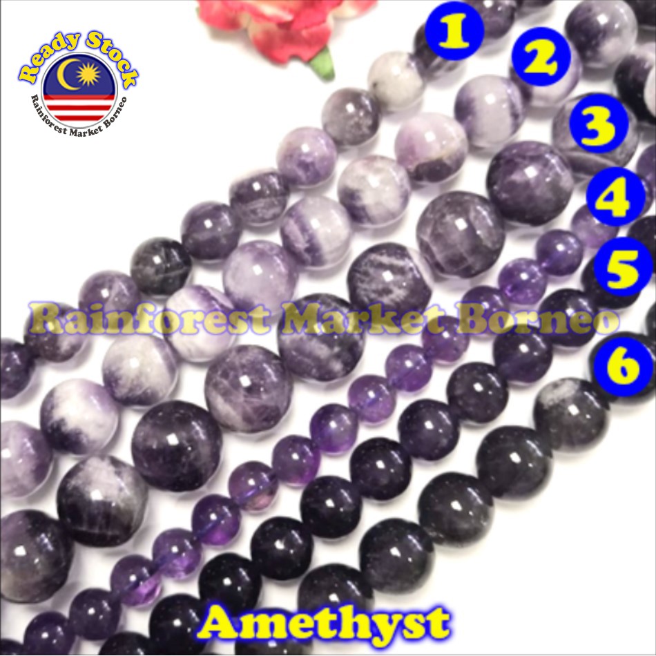 KGB8046 พลอยอเมทิสต์ธรรมชาติ 🇲🇾 อุปกรณ์ทําเครื่องประดับแฟชั่น DIY งานฝีมือประดับด้วยลูกปัด Manik Ran