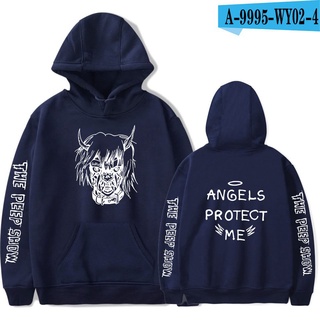 เสื้อกันหนาว มีฮู้ด ผ้าฝ้าย ลาย Lil Peep Angels Protect Me With Sports ของขวัญคริสต์มาส สําหรับผู้ชาย XXS-4XL