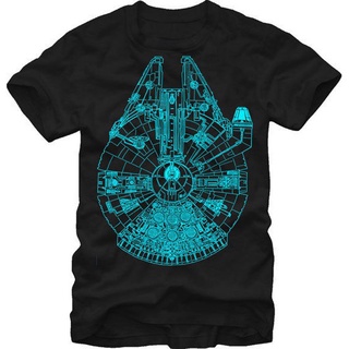 Yuanl5 {พร้อมส่ง เสื้อยืดผ้าฝ้าย 100% พิมพ์ลาย Millennium Falcon Glow In The Dark Licensed Blk สีดํา พลัสไซซ์ XS-6XL สํา