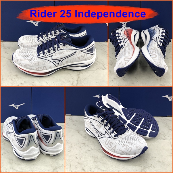 Mizuno Wave Rider 25 Independence Limited Edition ทีม USA รองเท้าวิ่งออกกำลังกาย สีสวย นุ่มใส่สบายเท้า เบา J1GC215219