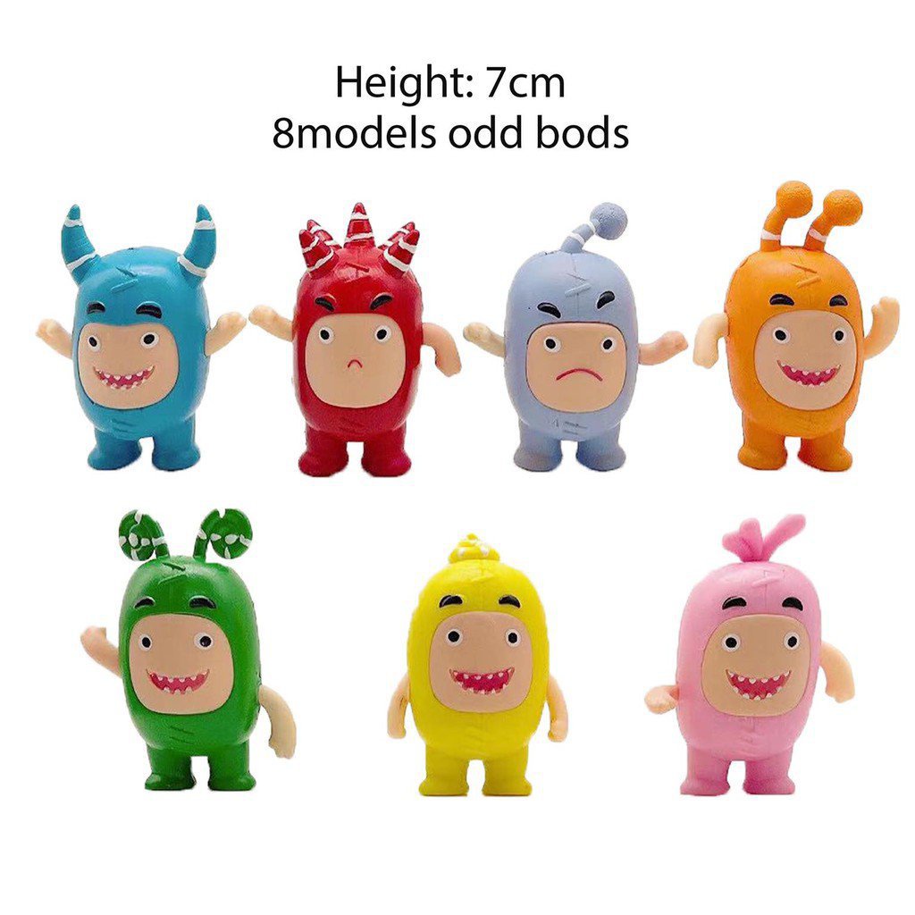 Set of 7 Oddbods Plush Toys Fuse Slick Bubbles Zee Pogo Jeff Newt Doll