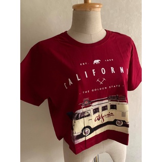 SUPERTEES Crop top เสื้อยืดผู้หญิงทรงครอปลายCalifornia ซุปเปอร์ทีส ผ้าฝ้าย100%