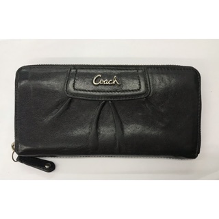 กระเป๋า coach กระเป๋าตังใบยาว สีดำ ยี่ห้อ coach ซิปรอบของแท้ 100%