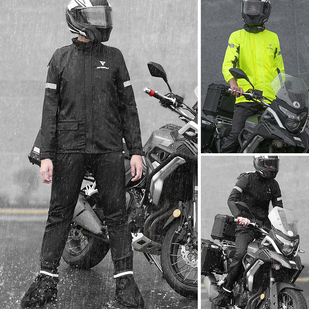 Men Motorcycle Rain Suit Outdoor Reflective Waterproof Rain Jacket and Pants Rain Gear for Bike Riding Cycling Camping #1