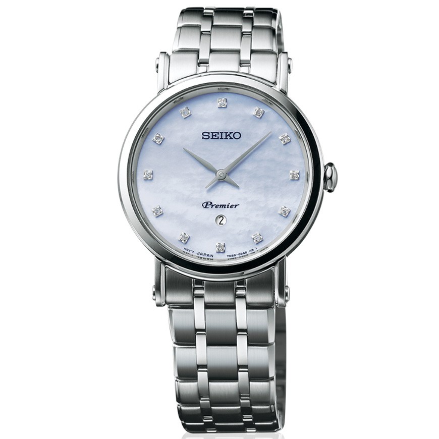 Seiko Premier Quartz นาฬิกาข้อมือผู้หญิง สายสแตนเลส รุ่น SXB433P1