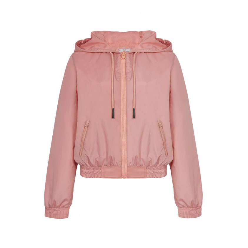 เสื้อกันลมสีชมพูคอปกมีฮู้ด A0115 WOMEN TNG