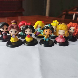 ตุ๊กตาเจ้าหญิงดิสนีย์ Q Version Snow White Belle Ariel ของเล่นสําหรับเด็ก 9ชิ้น