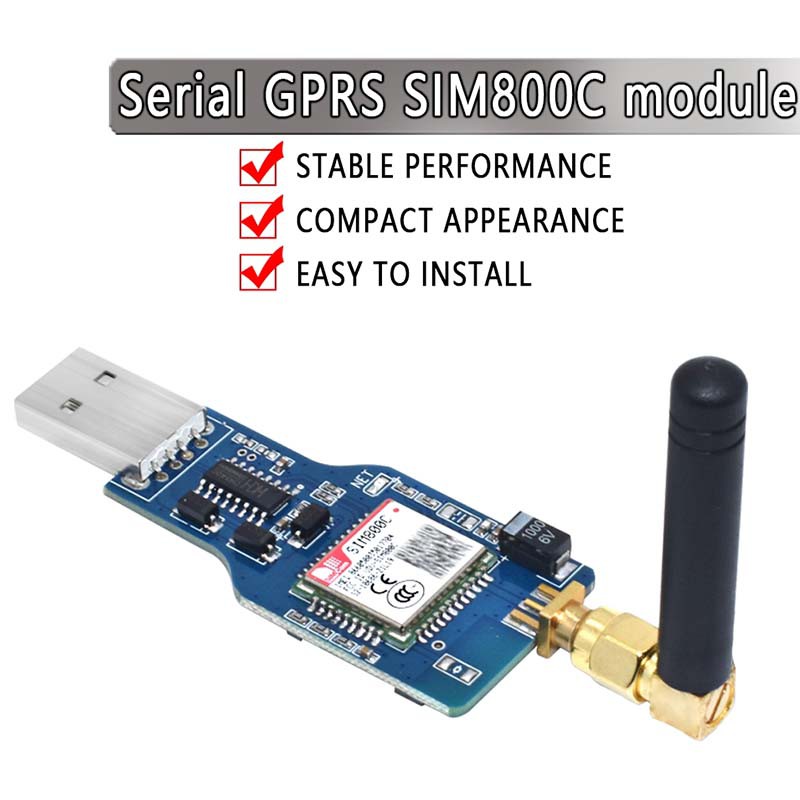 โมดูล USB เป็น GSM Quad-band GSM GPRS SIM800 SIM800C โมดูลสำหรับการส่งข้อความ SMS แบบไร้สาย Bluetooth พร้อมเสาอากาศ