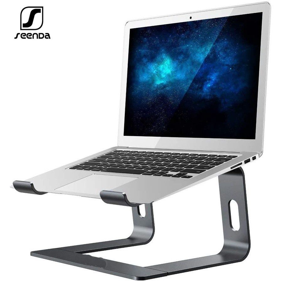 Aluminum Laptop Riser with 6 Levels Height Adjustment Ergonomic Foldable Portable Desktop Holder Compatible with MacBook and Notebook 10-15.6” Silver TINOMAR Laptop Computer Mount Laptop Stand 