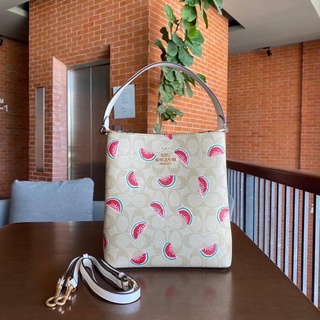 COACH 1619 SMALL TOWN BUCKET BAG IN SIGNATURE CANVAS WITH WATERMELON PRINT