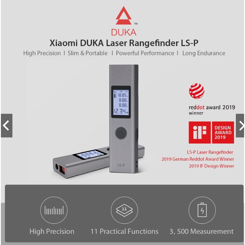 Xiaomi Laser Range Finder 40m LS-P อุปกรณ์วัดขนาด Range Finder อุปกรณ์วัดระยะ วัดมุม วัดขนาด เครื่องวัดความยาวแบบเลเซอร์