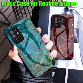 [Glass] เคสโทรศัพท์มือถือลายหินอ่อนสําหรับ Realme 8 Pro Real me C21 C17 C15 GT 5G NEO Oppo K9 F19 Pro+