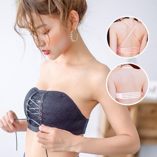 ชุดเดรส☇✖Bra ที่ไม่มีสายหนัง Gathering Non-slip Tube Top ชุดชั้นใน ความงามของผู้หญิง Back Bra No Trace No Steel Ring เสื
