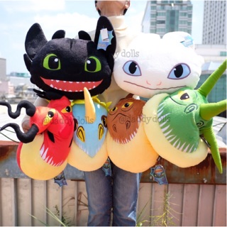 หมอนสอดมือ หน้า Toothless เขี้ยวกุด &amp; Light Fury เพลิงนวล &amp; Hookfang &amp; Stormfly &amp; Meatlug &amp; Barf-Belch 13นิ้ว