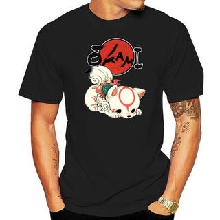 เสื้อยืดลําลอง ผ้าฝ้าย 100% แขนสั้น คอกลม พิมพ์ลาย Okami Amaterasu Chibi ทรงหลวม สไตล์วินเทจ แฟชั่นสําหรับผู้ชาย และผู้ห