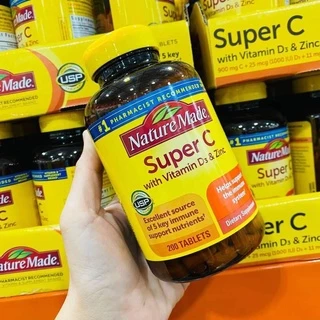Nature Made Super C Exp.08/27(แพ็กเกตใหม่รูปแรกนะคะ)VitaminD + zinc Complex 200 Tablets