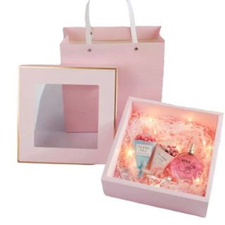 กล่อง/ถุงกระดาษ กล่องของขวัญ ด้านหน้าใส Paper Transparent Gift Box Paper Box Creative Packaging Birthday Christmas