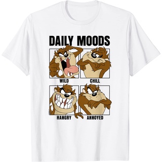 เสื้อยืดผ้าฝ้ายพรีเมี่ยม เสื้อยืด พิมพ์ลาย Looney Tunes Tazmanian Devil Daily Moods สําหรับผู้ใหญ่