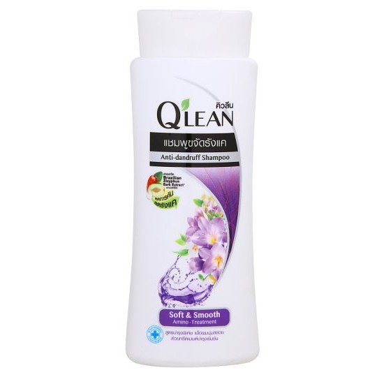 Q'lean คิวลีน แชมพู ขจัดรังแค สูตรบำรุงพิเศษ Soft & Smooth (สีม่วง) 70-170 มล.